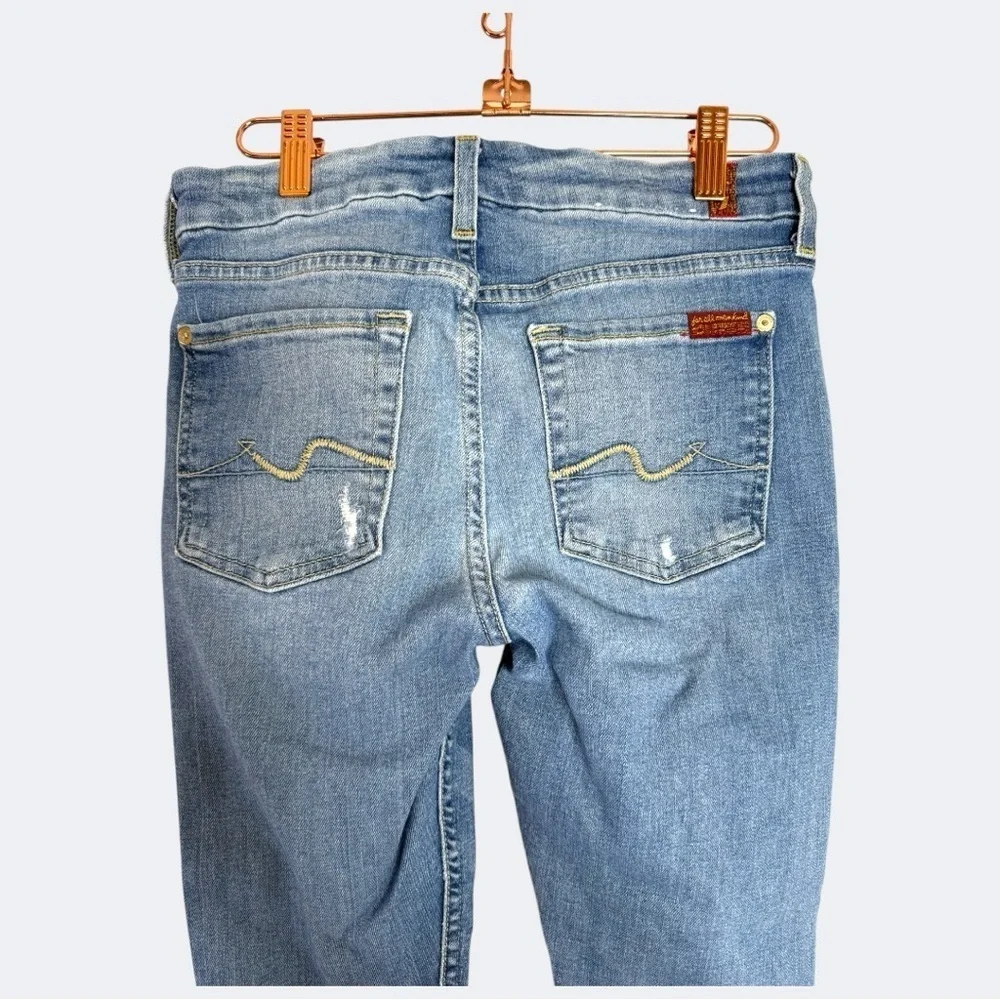 7 For All Mankind Light Blue Distressed Skinny Jeans size 27